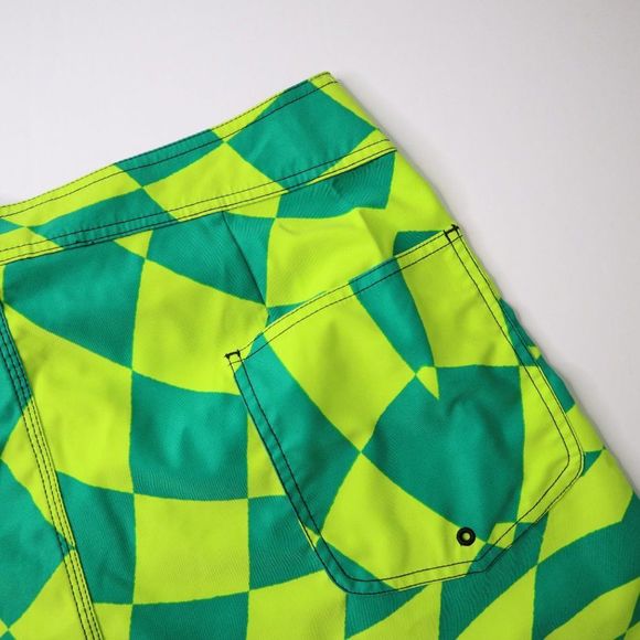 Volcom Board Shorts 36 Blue Green Diamond Back Pocket Stretch Swim Trunks Bright - Picture 3 of 8